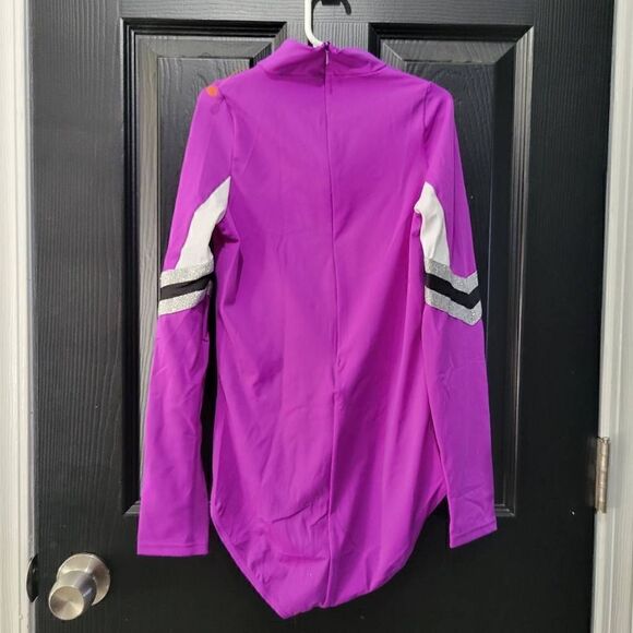 Weissman catalog Balera Child large purple long sleeve zip up back leotard for d - Picture 6 of 8